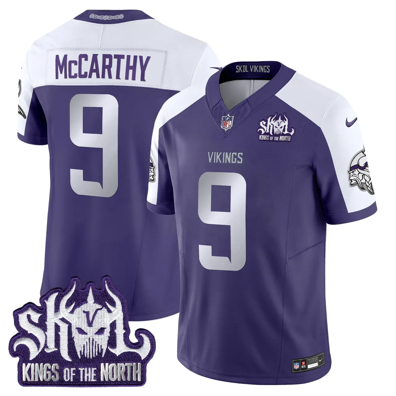 J.J. McCarthy Minnesota Vikings Nike 2024 Winter Warrior Skol Patch Vapor Limited Stitched Jersey - White - Image 25