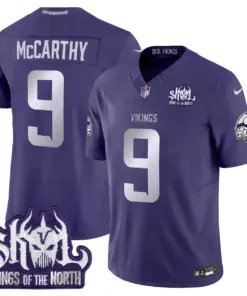 J.J. McCarthy Minnesota Vikings Nike 2024 Winter Warrior Skol Patch Vapor Limited Stitched Jersey - White - Image 33