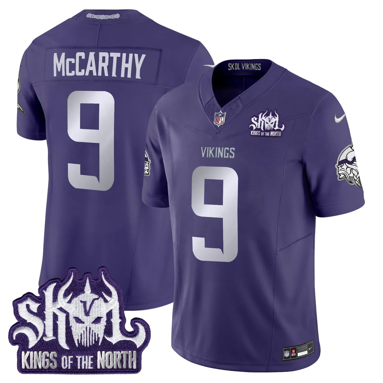 J.J. McCarthy Minnesota Vikings Nike 2024 Winter Warrior Skol Patch Vapor Limited Stitched Jersey - White - Image 33