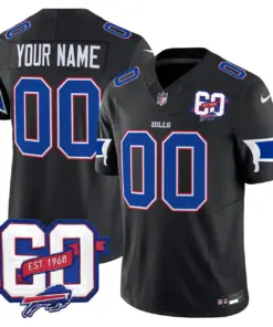 Buffalo Bills Nike 60th Anniversary Patch Vapor Custom Limited Stitched Jersey - Royal Blue - Image 4