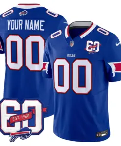Buffalo Bills Nike 60th Anniversary Patch Vapor Custom Limited Stitched Jersey - Royal Blue