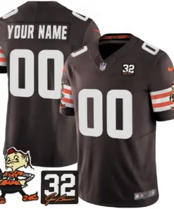 Alternative view of Cleveland Browns Nike Jim Brown Memorial Patch Vapor Custom Limited Stitched Jersey - Brown