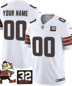 Cleveland Browns Nike Jim Brown Memorial Patch Vapor Custom Limited Stitched Jersey - Brown - Image 3