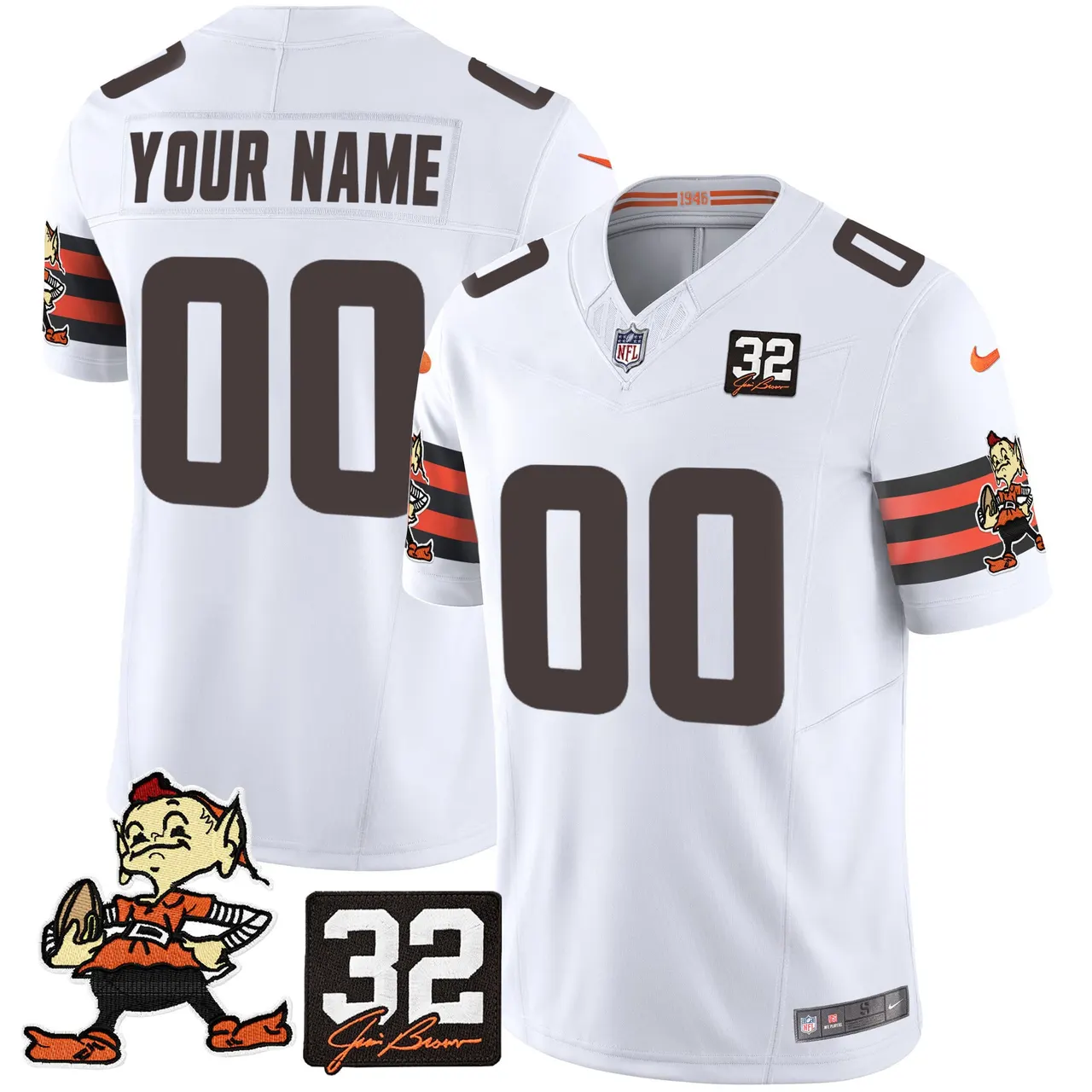 Cleveland Browns Nike Jim Brown Memorial Patch Vapor Custom Limited Stitched Jersey - Brown - Image 3