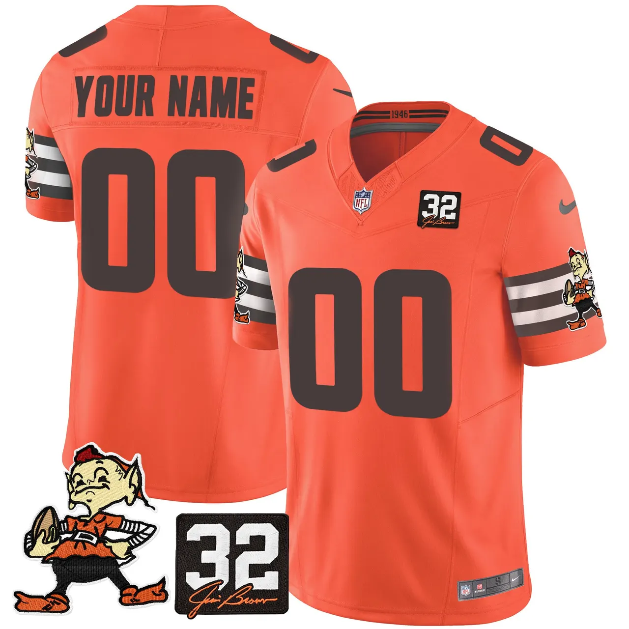Cleveland Browns Nike Jim Brown Memorial Patch Vapor Custom Limited Stitched Jersey - Brown - Image 4