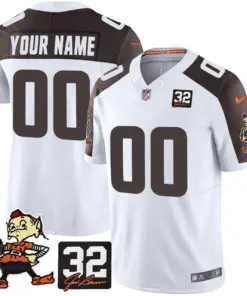 Cleveland Browns Nike Jim Brown Memorial Patch Vapor Custom Limited Stitched Jersey - Brown - Image 5