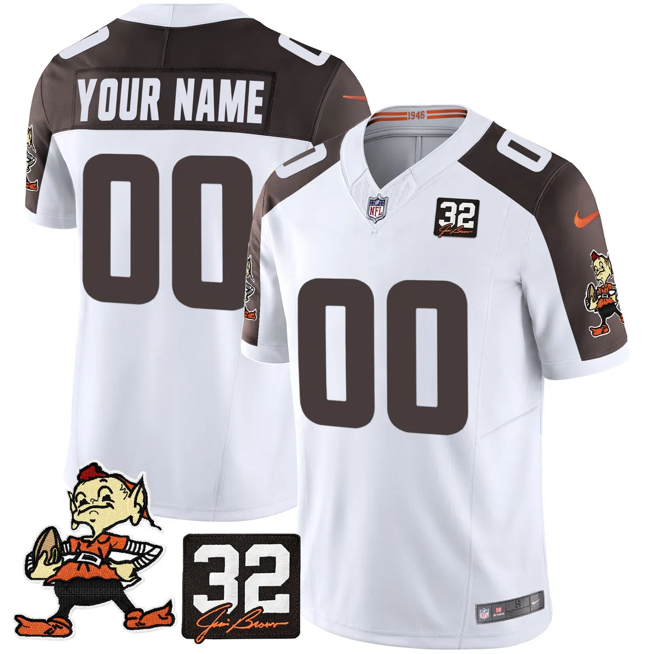 Cleveland Browns Nike Jim Brown Memorial Patch Vapor Custom Limited Stitched Jersey - Brown - Image 5
