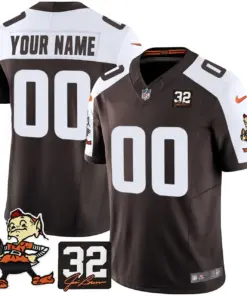 Cleveland Browns Nike Jim Brown Memorial Patch Vapor Custom Limited Stitched Jersey - Brown