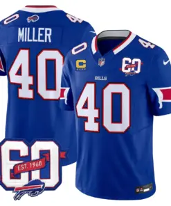 Buffalo Bills Nike 60th Anniversary Patch Vapor Limited Stitched Jersey - Royal Blue - Image 4