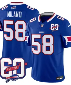 Buffalo Bills Nike 60th Anniversary Patch Vapor Limited Stitched Jersey - Royal Blue - Image 5