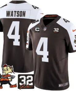 Alternative view of Nick Chubb Cleveland Browns Nike Jim Brown Memorial Patch Vapor Limited Stitched Jersey - Brown