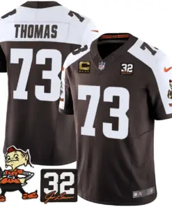 Nick Chubb Cleveland Browns Nike Jim Brown Memorial Patch Vapor Limited Stitched Jersey - Brown - Image 3