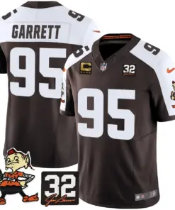 Nick Chubb Cleveland Browns Nike Jim Brown Memorial Patch Vapor Limited Stitched Jersey - Brown - Image 5