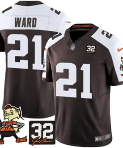 Nick Chubb Cleveland Browns Nike Jim Brown Memorial Patch Vapor Limited Stitched Jersey - Brown - Image 6