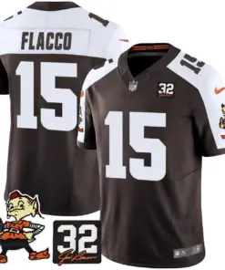 Nick Chubb Cleveland Browns Nike Jim Brown Memorial Patch Vapor Limited Stitched Jersey - Brown - Image 9