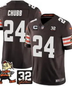 Nick Chubb Cleveland Browns Nike Jim Brown Memorial Patch Vapor Limited Stitched Jersey - Brown - Image 10