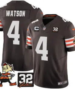 Nick Chubb Cleveland Browns Nike Jim Brown Memorial Patch Vapor Limited Stitched Jersey - Brown - Image 11
