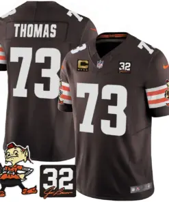 Nick Chubb Cleveland Browns Nike Jim Brown Memorial Patch Vapor Limited Stitched Jersey - Brown - Image 12