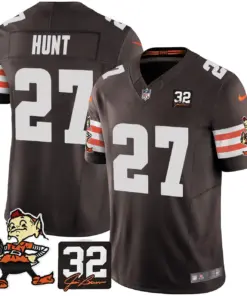 Nick Chubb Cleveland Browns Nike Jim Brown Memorial Patch Vapor Limited Stitched Jersey - Brown - Image 16