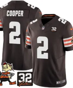 Nick Chubb Cleveland Browns Nike Jim Brown Memorial Patch Vapor Limited Stitched Jersey - Brown - Image 17