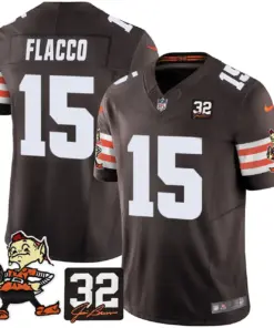 Nick Chubb Cleveland Browns Nike Jim Brown Memorial Patch Vapor Limited Stitched Jersey - Brown - Image 18