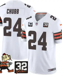 Nick Chubb Cleveland Browns Nike Jim Brown Memorial Patch Vapor Limited Stitched Jersey - Brown - Image 19