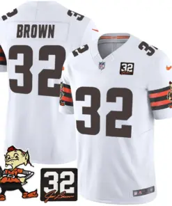 Nick Chubb Cleveland Browns Nike Jim Brown Memorial Patch Vapor Limited Stitched Jersey - Brown - Image 22