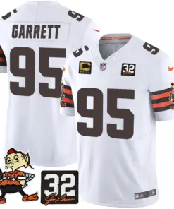 Nick Chubb Cleveland Browns Nike Jim Brown Memorial Patch Vapor Limited Stitched Jersey - Brown - Image 23