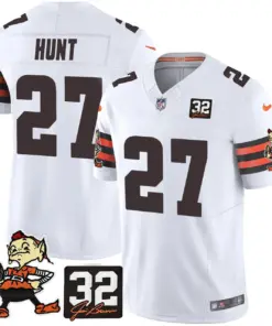 Nick Chubb Cleveland Browns Nike Jim Brown Memorial Patch Vapor Limited Stitched Jersey - Brown - Image 25