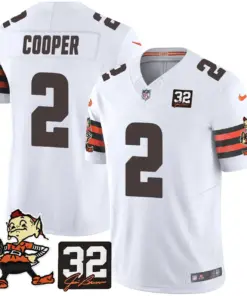 Nick Chubb Cleveland Browns Nike Jim Brown Memorial Patch Vapor Limited Stitched Jersey - Brown - Image 26