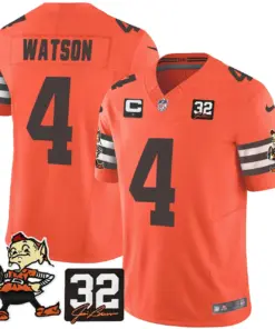 Nick Chubb Cleveland Browns Nike Jim Brown Memorial Patch Vapor Limited Stitched Jersey - Brown - Image 29