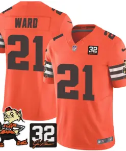 Nick Chubb Cleveland Browns Nike Jim Brown Memorial Patch Vapor Limited Stitched Jersey - Brown - Image 33