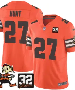 Nick Chubb Cleveland Browns Nike Jim Brown Memorial Patch Vapor Limited Stitched Jersey - Brown - Image 34
