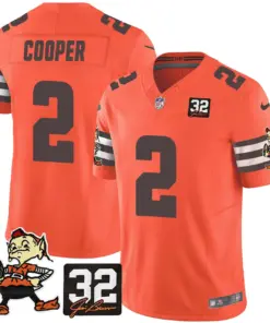 Nick Chubb Cleveland Browns Nike Jim Brown Memorial Patch Vapor Limited Stitched Jersey - Brown - Image 35