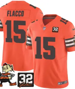 Nick Chubb Cleveland Browns Nike Jim Brown Memorial Patch Vapor Limited Stitched Jersey - Brown - Image 36