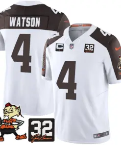 Nick Chubb Cleveland Browns Nike Jim Brown Memorial Patch Vapor Limited Stitched Jersey - Brown - Image 38
