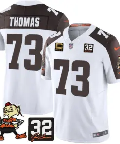 Nick Chubb Cleveland Browns Nike Jim Brown Memorial Patch Vapor Limited Stitched Jersey - Brown - Image 39