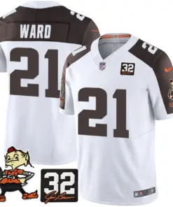 Nick Chubb Cleveland Browns Nike Jim Brown Memorial Patch Vapor Limited Stitched Jersey - Brown - Image 42