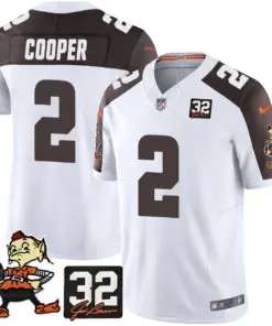 Nick Chubb Cleveland Browns Nike Jim Brown Memorial Patch Vapor Limited Stitched Jersey - Brown - Image 44