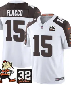 Nick Chubb Cleveland Browns Nike Jim Brown Memorial Patch Vapor Limited Stitched Jersey - Brown - Image 45