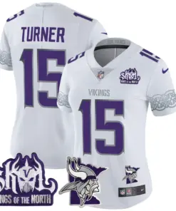 J.J. McCarthy Minnesota Vikings Nike Women's 2024 Winter Warrior Skol Patch Vapor Limited Stitched Jersey - White - Image 3
