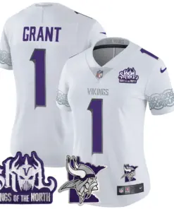 J.J. McCarthy Minnesota Vikings Nike Women's 2024 Winter Warrior Skol Patch Vapor Limited Stitched Jersey - White - Image 5