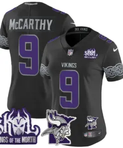 J.J. McCarthy Minnesota Vikings Nike Women's 2024 Winter Warrior Skol Patch Vapor Limited Stitched Jersey - White - Image 17
