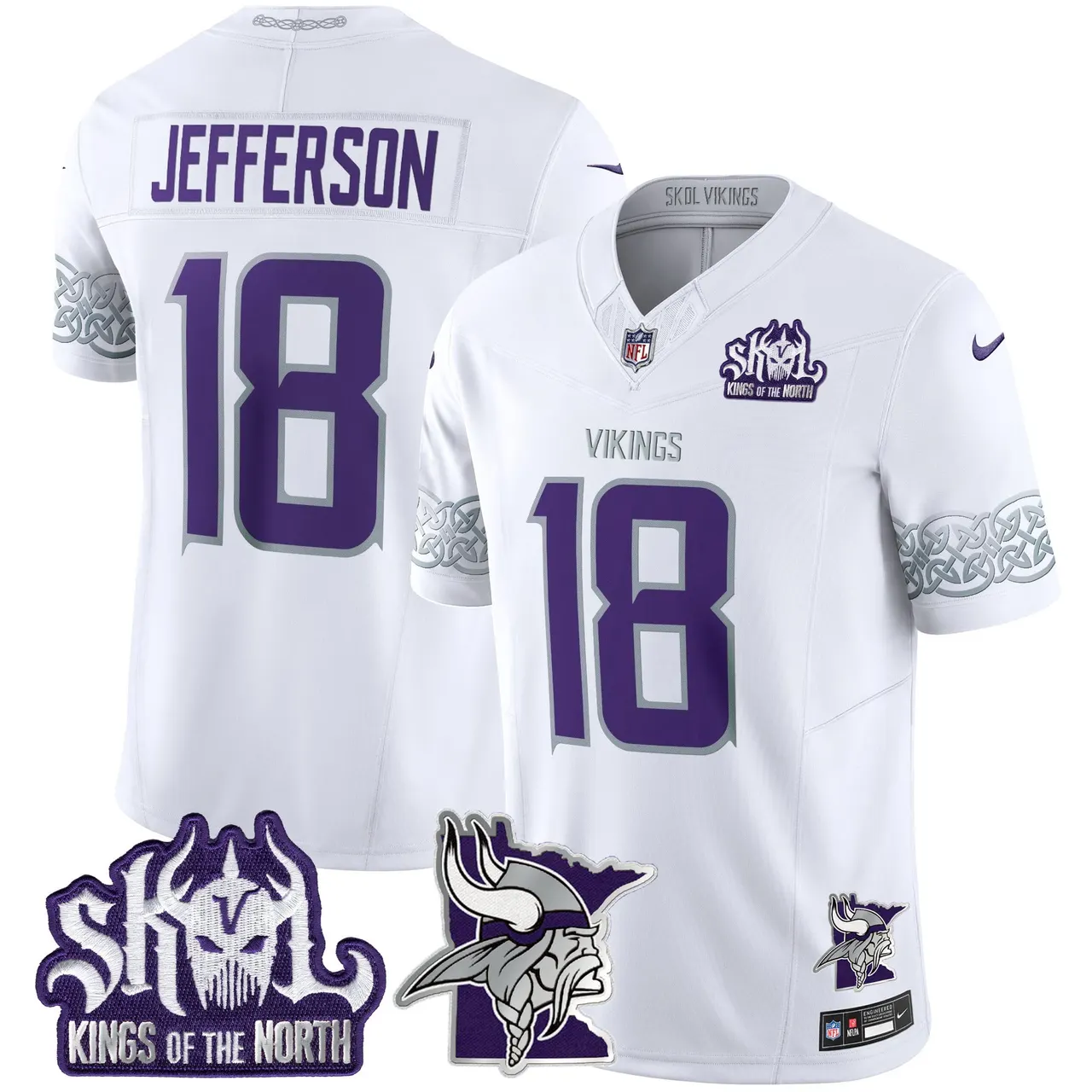 J.J. McCarthy Minnesota Vikings Nike 2024 Winter Warrior Skol Patch Vapor Limited Stitched Jersey V2 - White - Image 2