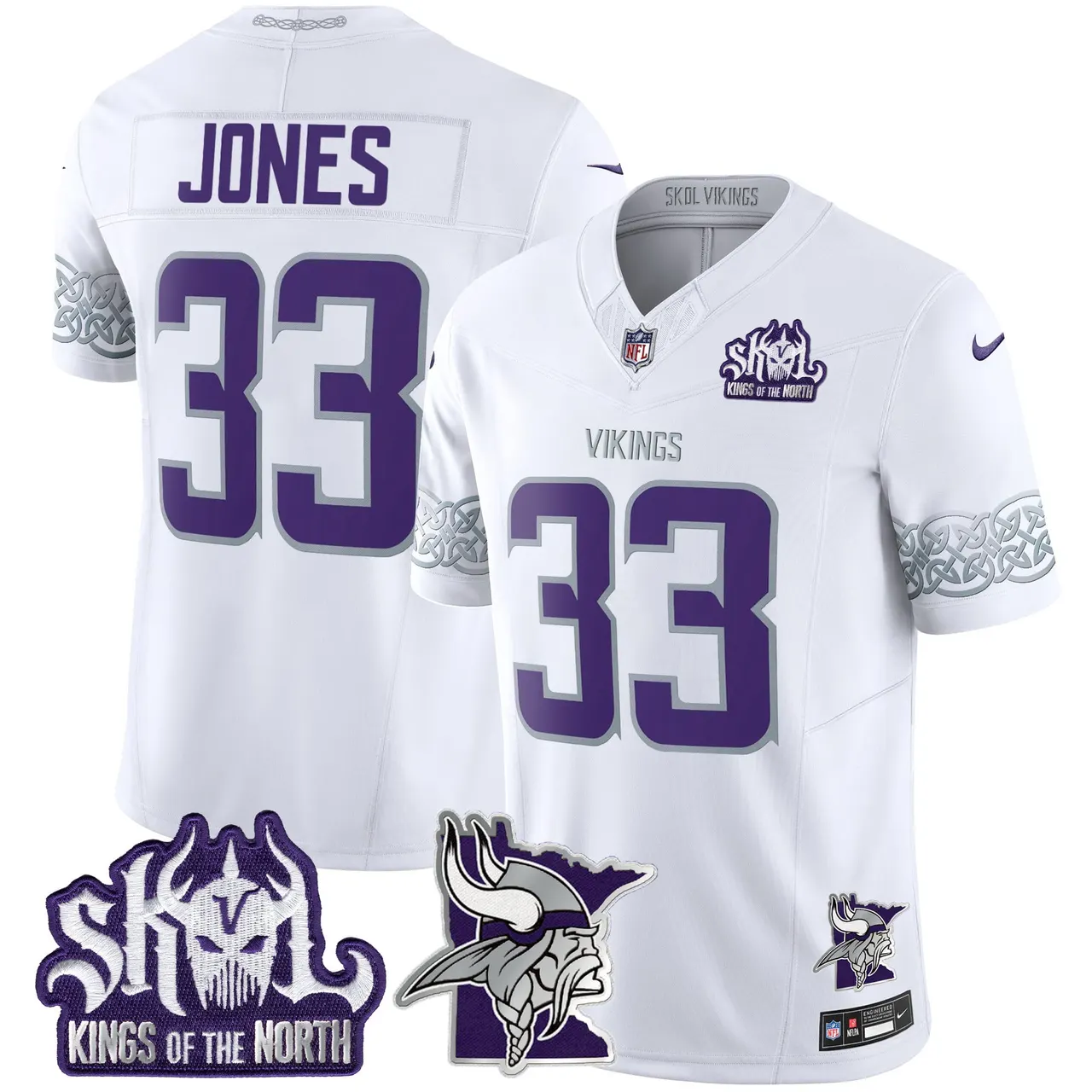 J.J. McCarthy Minnesota Vikings Nike 2024 Winter Warrior Skol Patch Vapor Limited Stitched Jersey V2 - White - Image 4