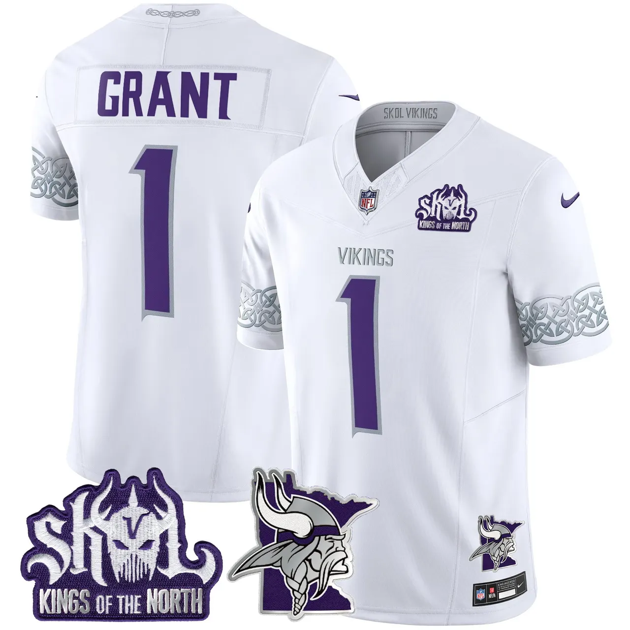 J.J. McCarthy Minnesota Vikings Nike 2024 Winter Warrior Skol Patch Vapor Limited Stitched Jersey V2 - White - Image 5