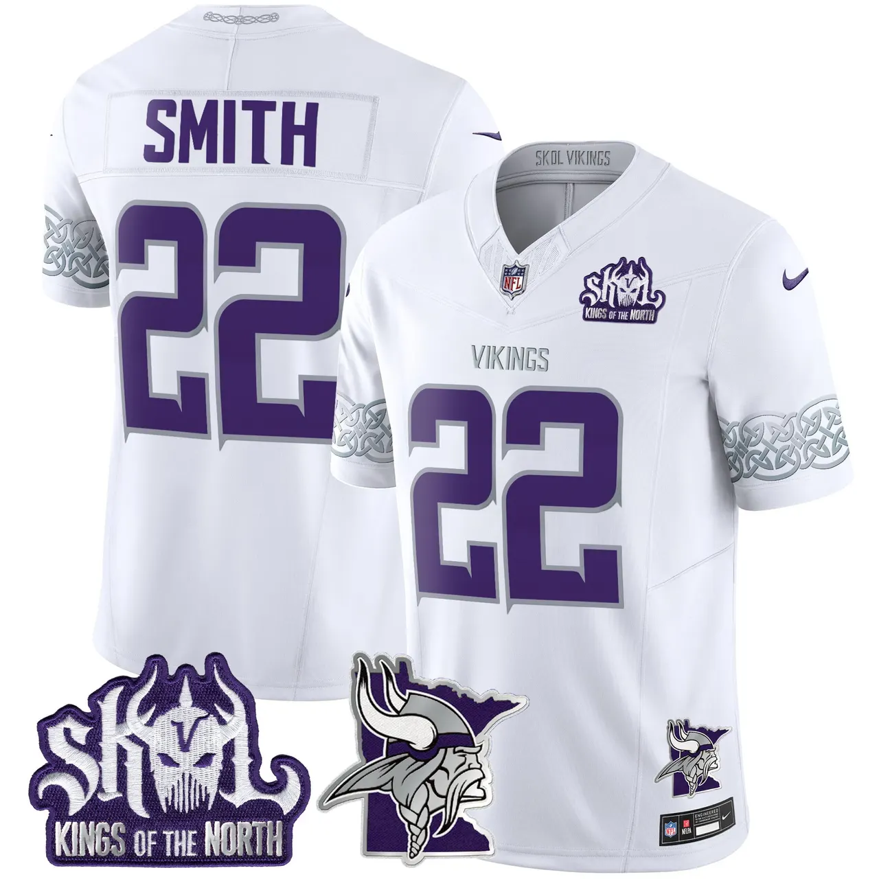 J.J. McCarthy Minnesota Vikings Nike 2024 Winter Warrior Skol Patch Vapor Limited Stitched Jersey V2 - White - Image 6