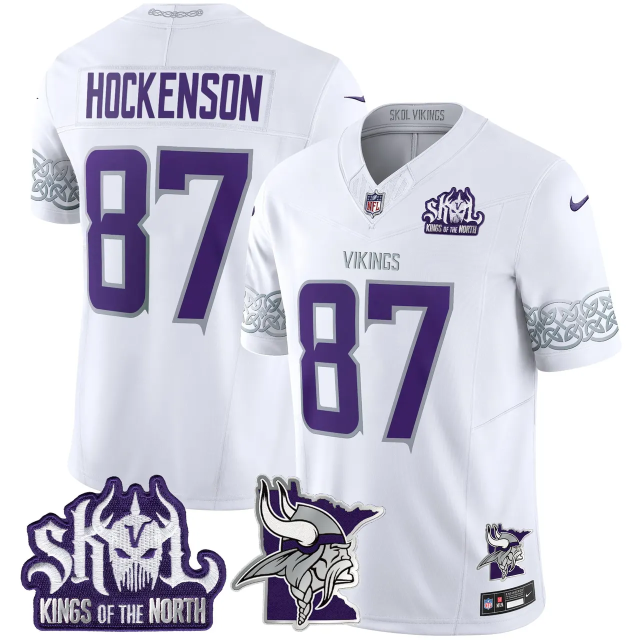 J.J. McCarthy Minnesota Vikings Nike 2024 Winter Warrior Skol Patch Vapor Limited Stitched Jersey V2 - White - Image 7
