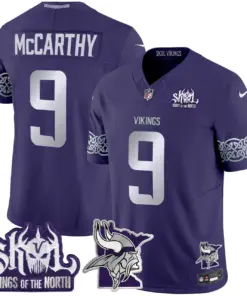 J.J. McCarthy Minnesota Vikings Nike 2024 Winter Warrior Skol Patch Vapor Limited Stitched Jersey V2 - White - Image 9
