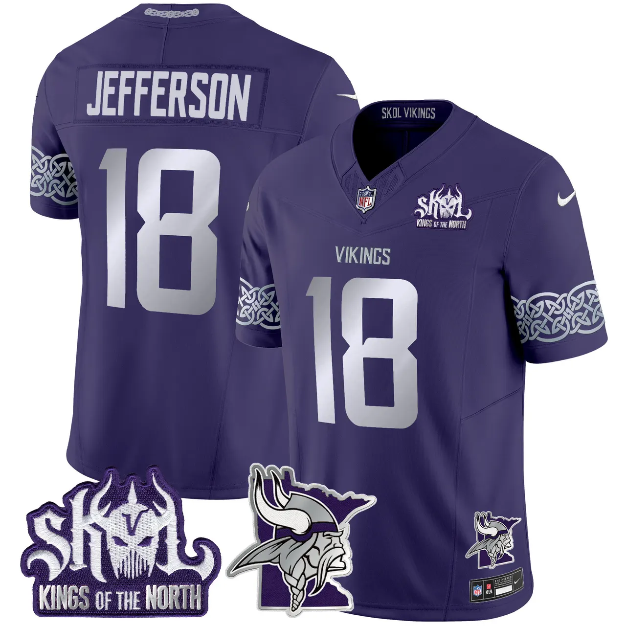 J.J. McCarthy Minnesota Vikings Nike 2024 Winter Warrior Skol Patch Vapor Limited Stitched Jersey V2 - White - Image 10